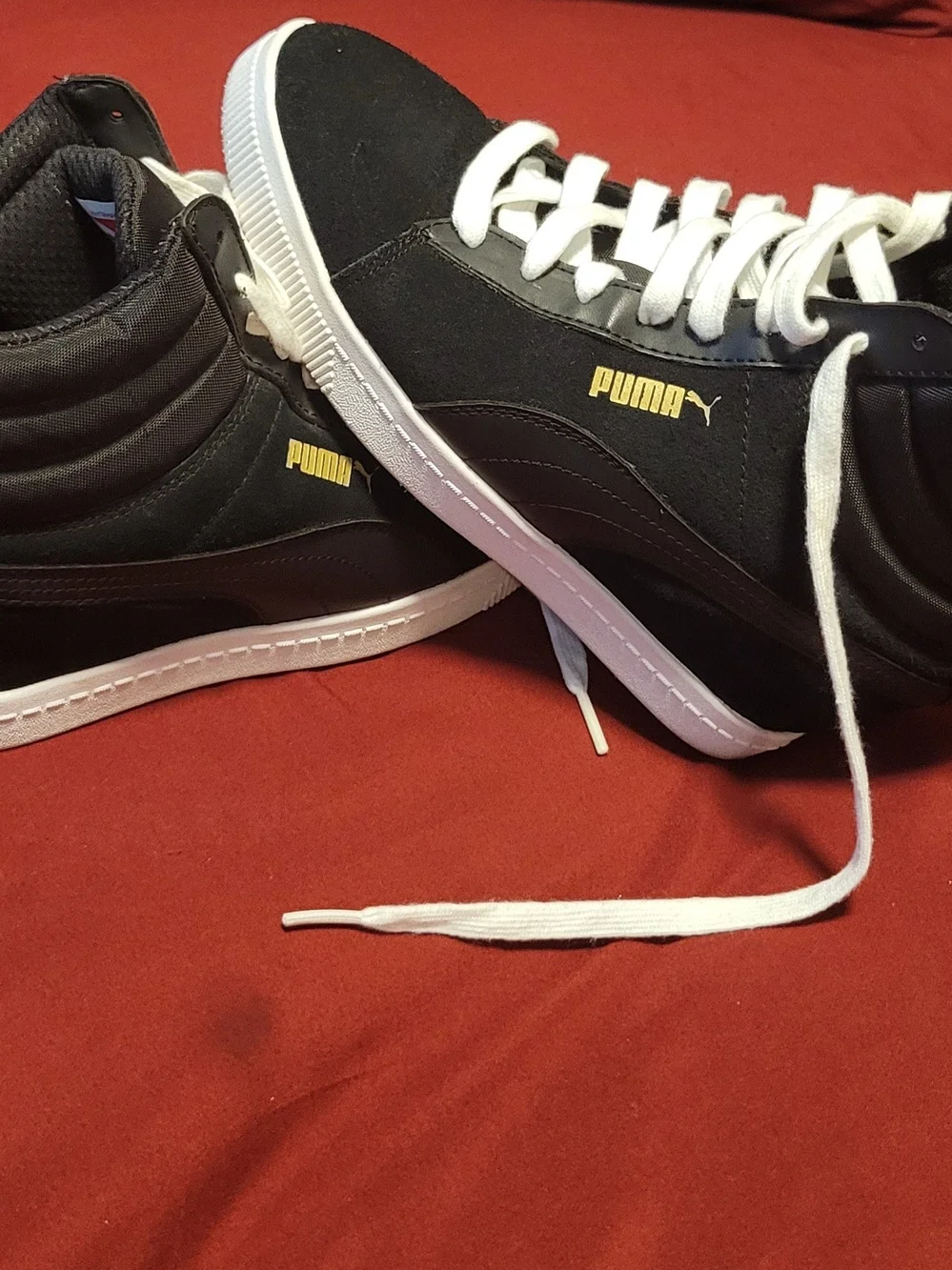 Puma Men’s Black High-Top Sneakers with White Laces